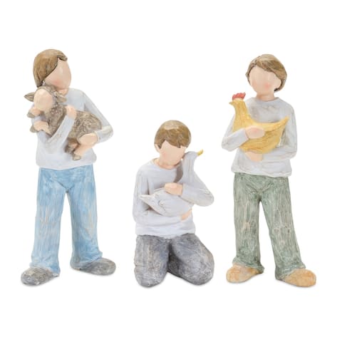 Boy with Animal (Set of 3) - 3 x 2.25 x 7.25; 3 x 2.25 x 7.5; 2.5 x 3.75 x 5.25