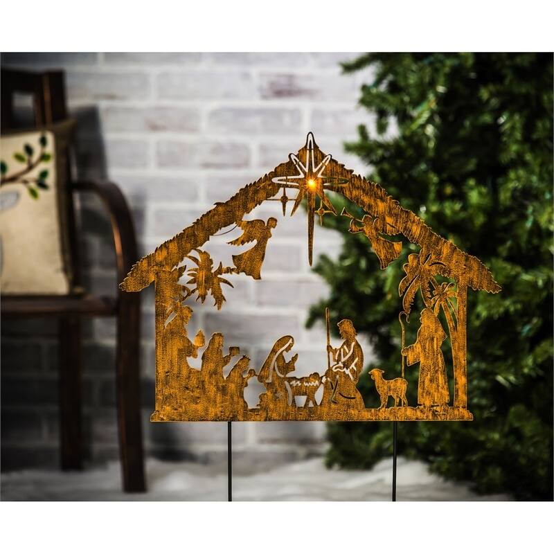 28"H Solar Illuminated Nativity Stake - 28 in