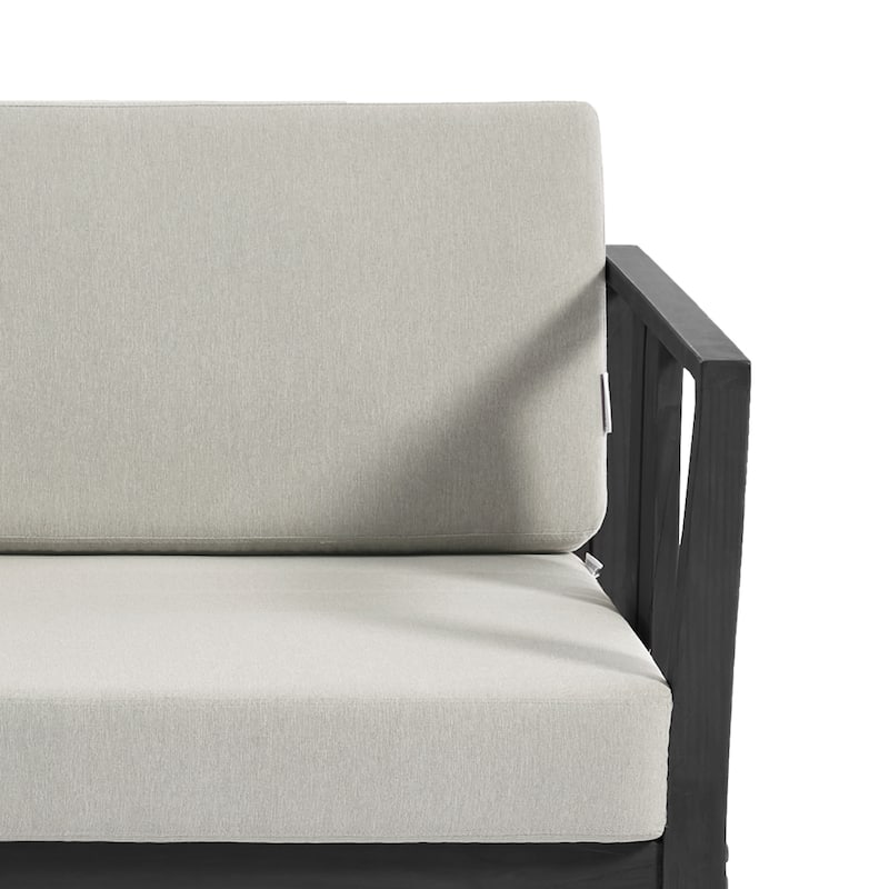 Casual 53"W Outdoor Patio Loveseat Set In Solid Teak Wood with Cushion