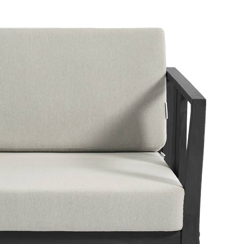 Casual Teak Wood Outdoor Patio Loveseat with Cushions