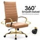 preview thumbnail 57 of 98, Benmar Ribbed Leather Executive High Back Office Chair with Gold Frame, Swivel, Tilt, Lumbar Support