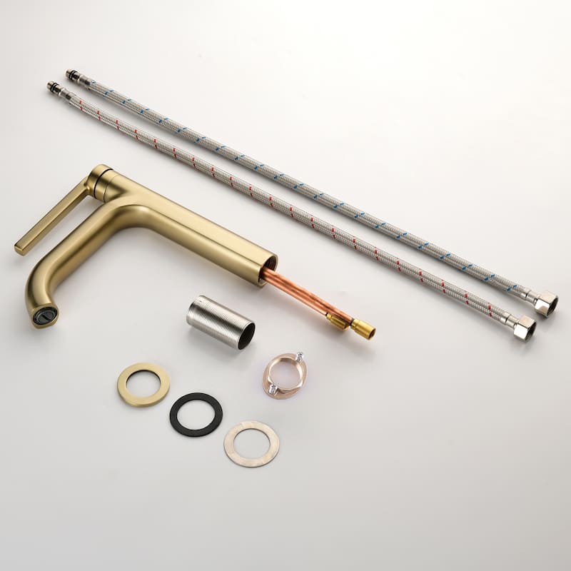 9-12" H Solid Brass Single Handle Bathroom Sink Faucet