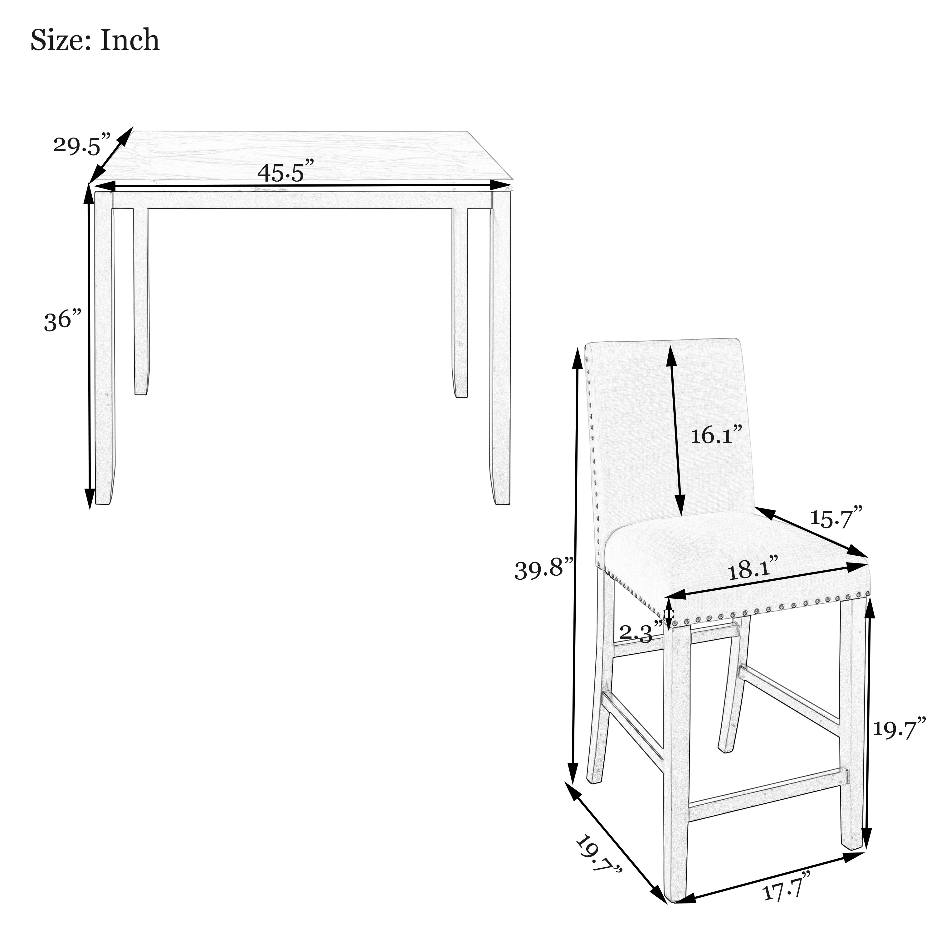 Dining table chair dimensions sale