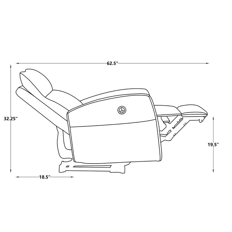 Polyester Power Recliner with USB Port and Wave Cushioning for