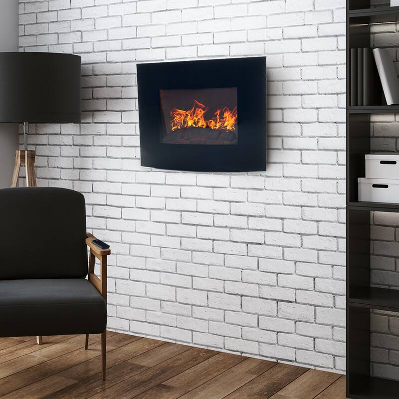 Northwest 25.5-Inch Curved Edge Wall-Mount Electric Fireplace