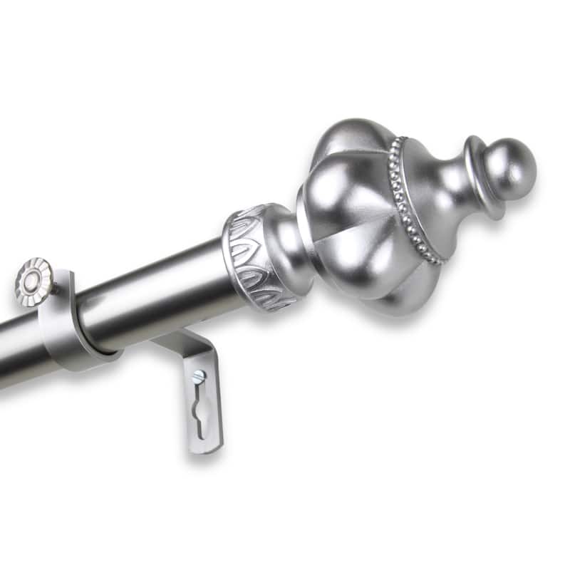 Boho Beauty Curtain Rod - Satin Nickel, 120-170 Inch - Adjustable Single Rod for Windows - M