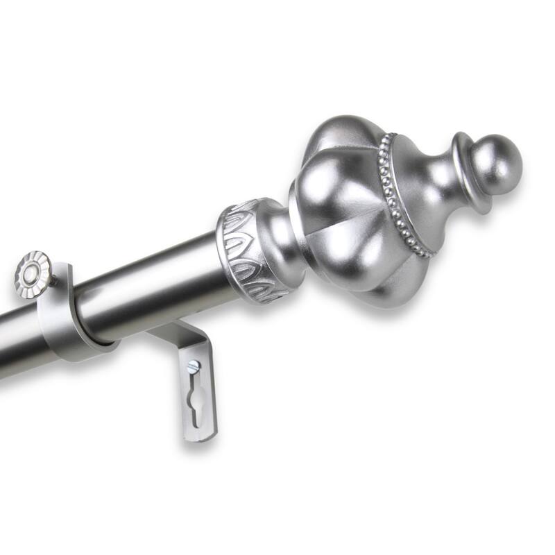 Coastal Curtain Rod 120-170 Inch, Adjustable Single Rod Set, Satin Nickel Finish, Drapery Hardware for Home Decor - M