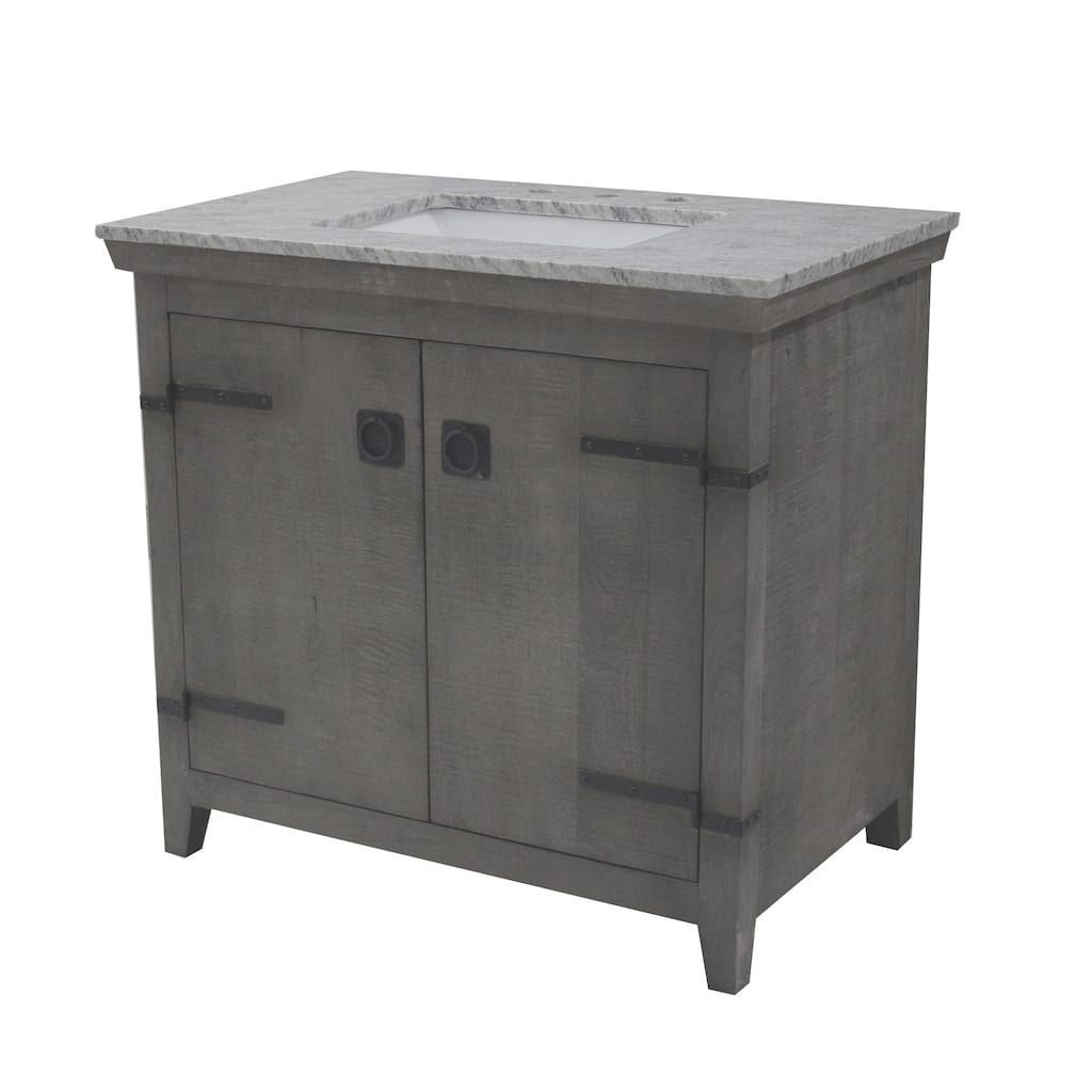 36" Grey/Black Barn Door Vanity