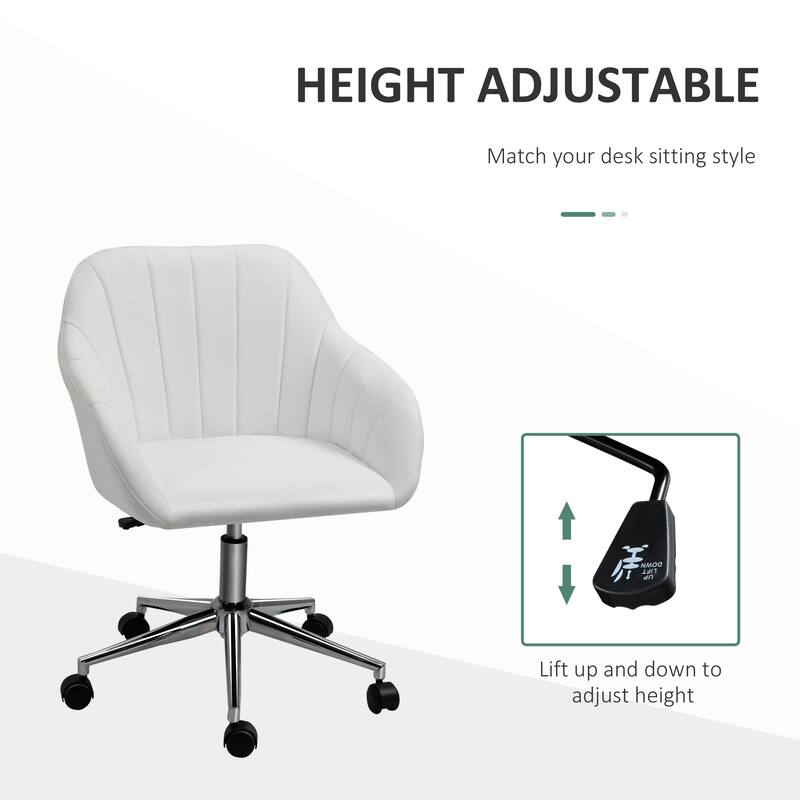 Vinsetto Mid Back Home Office Chair Computer Desk Chair with PU Leather, Adjustable Height, Swivel Wheels for Study, Bedroom