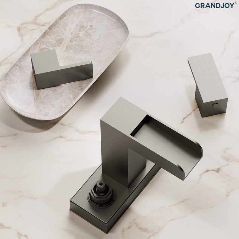 GRANDJOY Modern Dual Handle Centerset Waterfall Bathroom Faucet