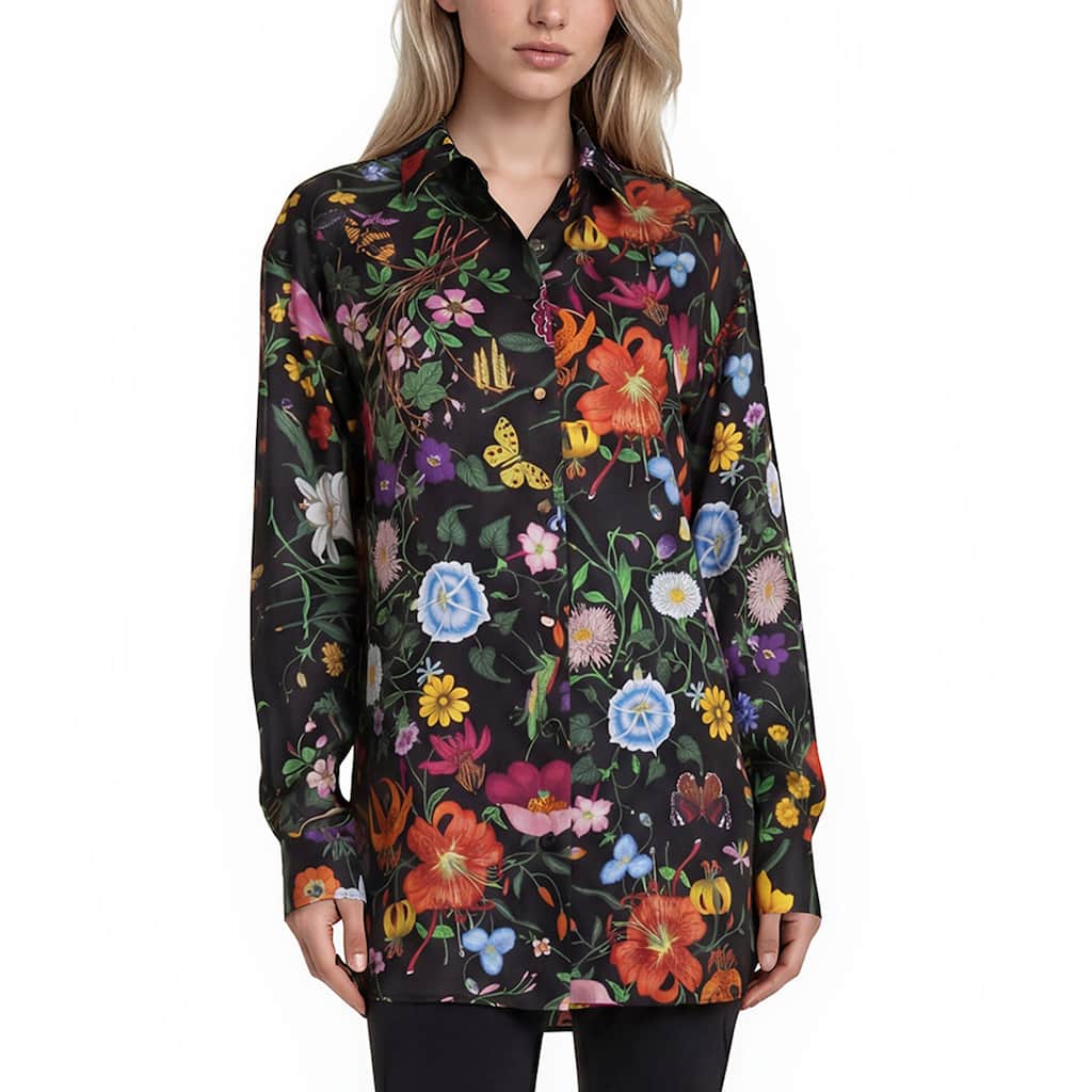 Gucci Flora Printed Silk Twill Shirt