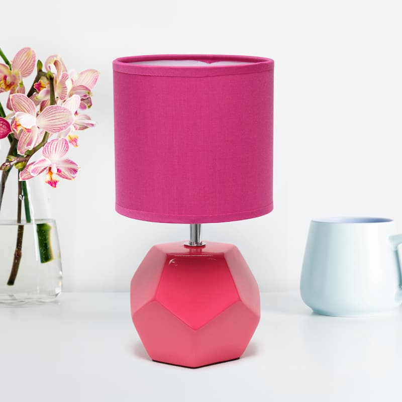 10.24" Modern Geometric Table Lamp with Ceramic Base and Fabric Shade for Bedroom or Office - 5.51"L x 5.51"W x 10.24"H
