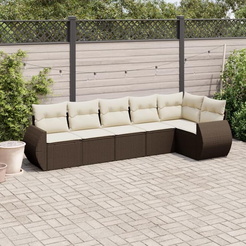 vidaXL Garden Sofa Set - Brown and cream With table