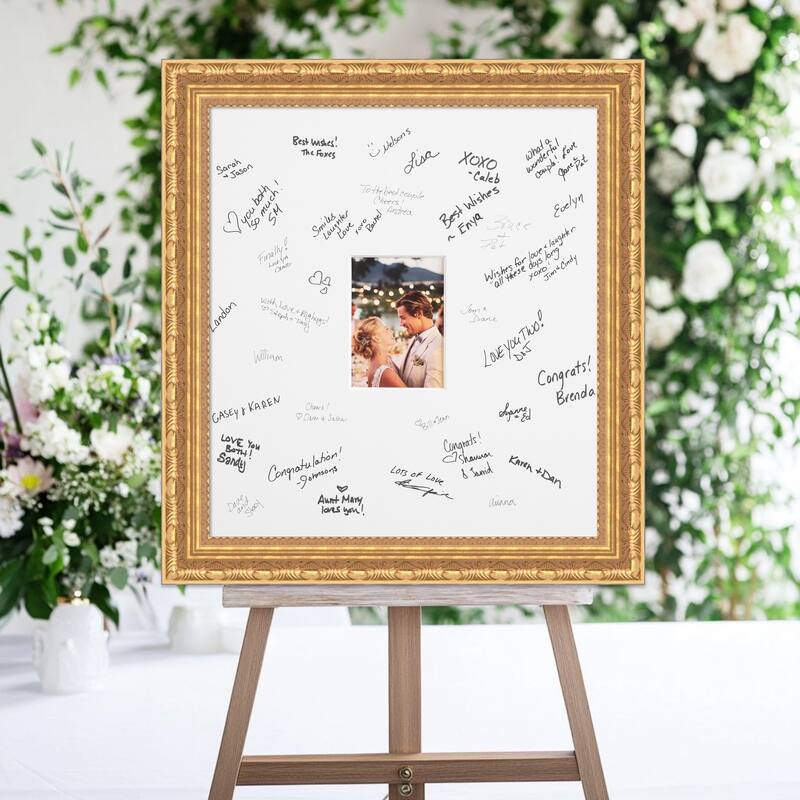 Versailles Signature Mat Picture Frame - Autograph Photo Frame Guest Book Alternative for Weddings, Graduations, or Retirement - 5x7