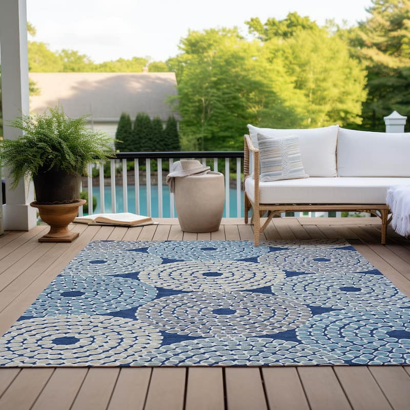 Machine Washable Indoor/ Outdoor Chantille Contemporary Geo Rug