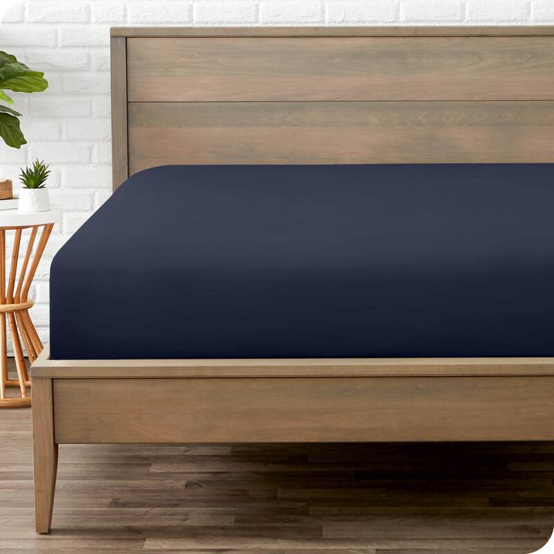 Bare Home Double Brushed Deep Pocket Fitted Sheet - Full - Midnight