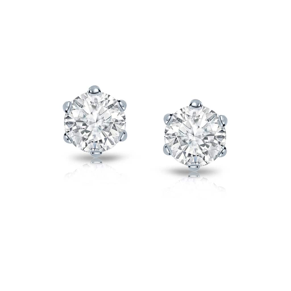 Auriya 1/4ctw Round Diamond Stud Earrings 14k Gold 6-Prong (I-J, I1-I2)