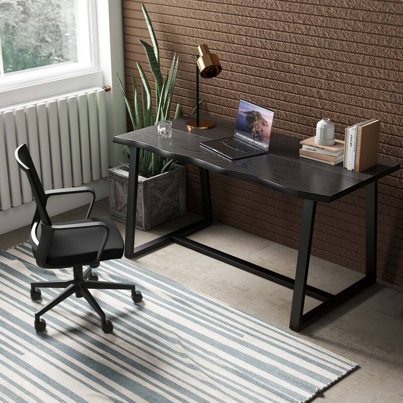 Costway 63" Large Dining Table for 4-6 People with Wavy Edge - See Details