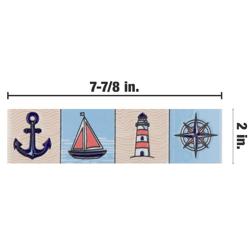Merola Tile Captain Nautilius 2" x 7-7/8" Ceramic Wall Trim - (1 Tile)