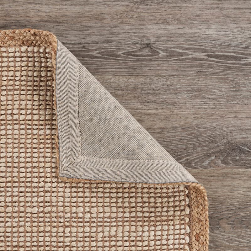 Sevita Organic Jute Woven Area Rug, Tan and Off-White