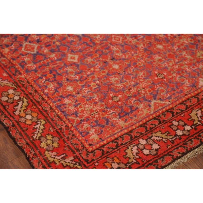 Geometric Malayer Antique Persian Runner Rug Handmade Wool Carpet - 3'3" x 9'2"