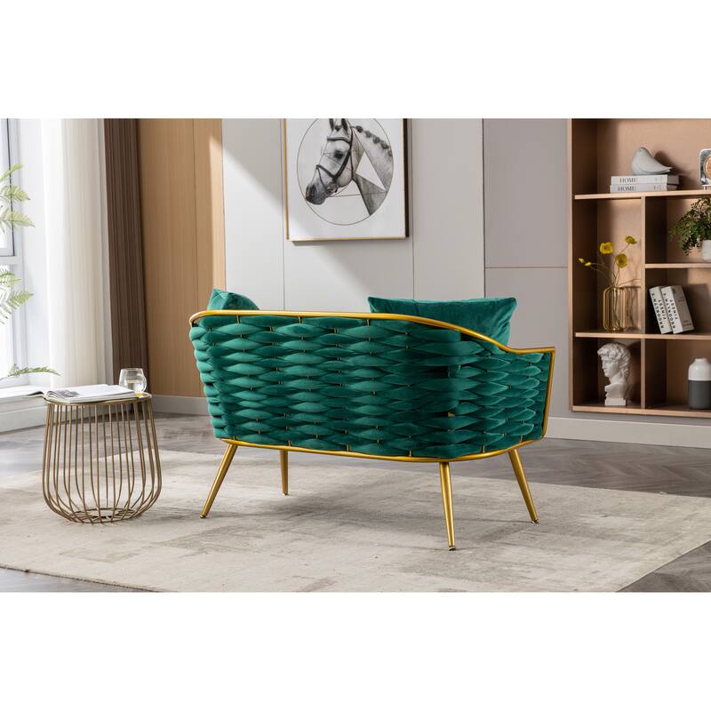 luxhomez Velvet Accent Chair Armsofa Tufted Sofa with Metal Frame for Living Room Bedroom Office Balcony Beige