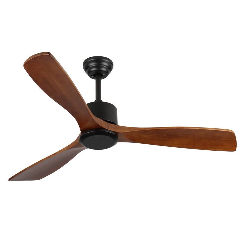 Farmhouse Wood Ceiling Fan No light, 52" Reversible DC Motor Ceiling Fan for Living Room Kitchen Bedroom
