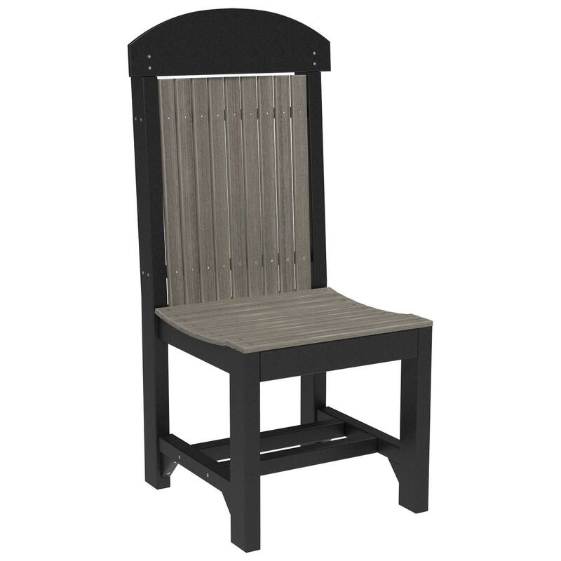 Set of 4 Poly Lumber Classic Dining Chairs - Side Chair - Coastal Gray Woodgrain & Black - Dining Height