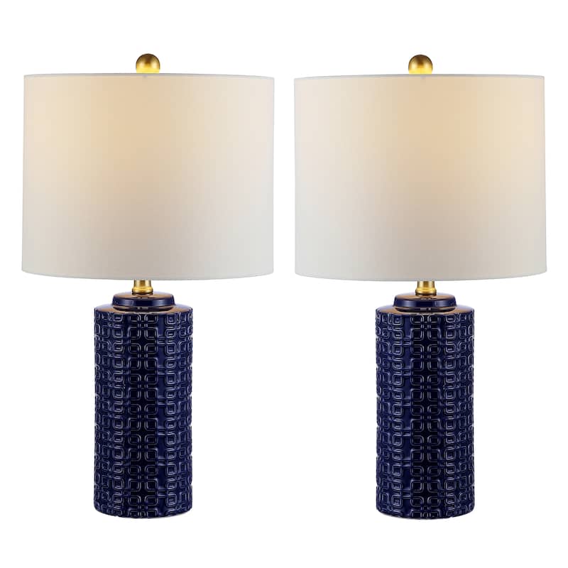 SAFAVIEH Lighting Ombline 24-inch Ceramic Table Lamp (Set of 2) - 13Wx13Dx24H