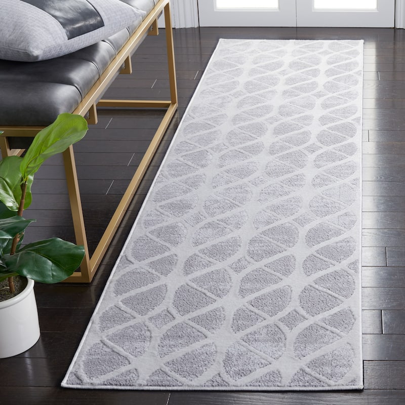 SAFAVIEH Amelia Tanasa Geometric Distressed Rug - 2'2" x 8' Runner - Grey/Ivory