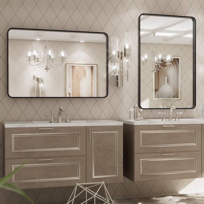 24x30 Inch Black Aluminium Frame Bathroom Mirror
