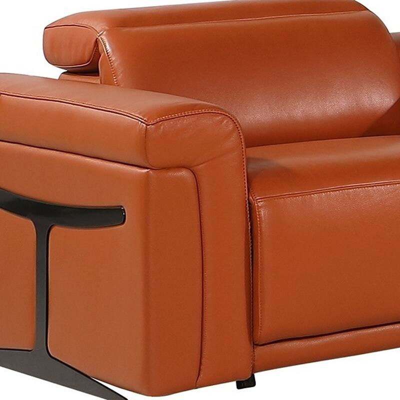 HomeRoots Camel Italian Leather Modular L Shaped Eight Piece Corner Sectional With Console