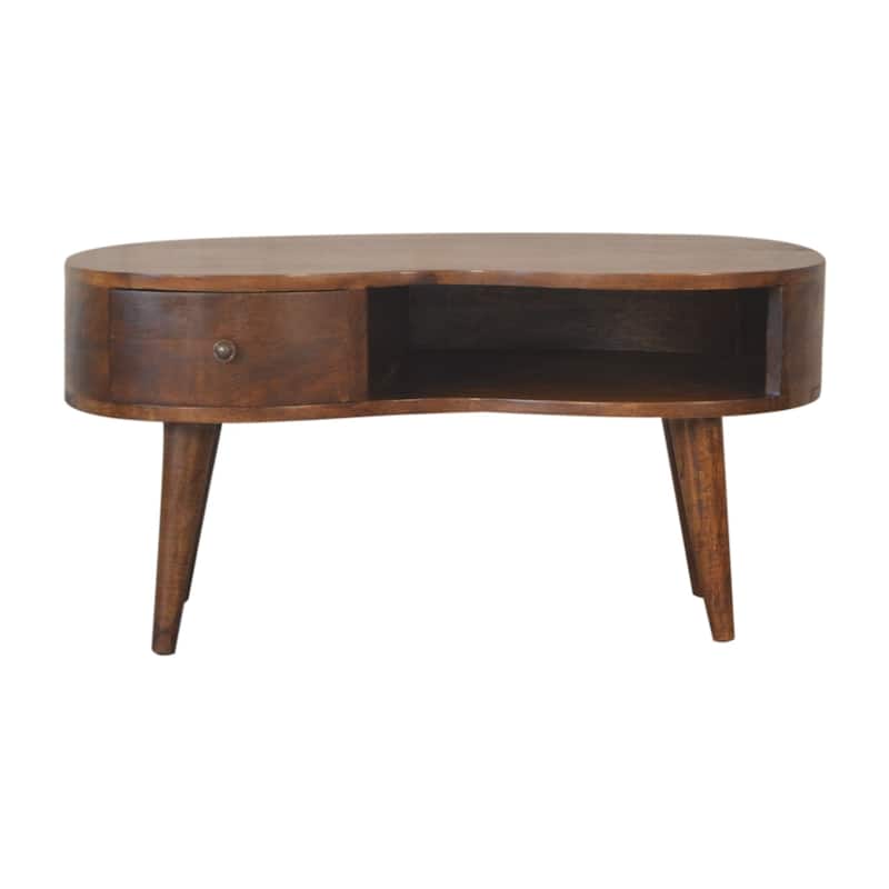 Mid-Century Modern Wood Coffee Table With Strong Legs