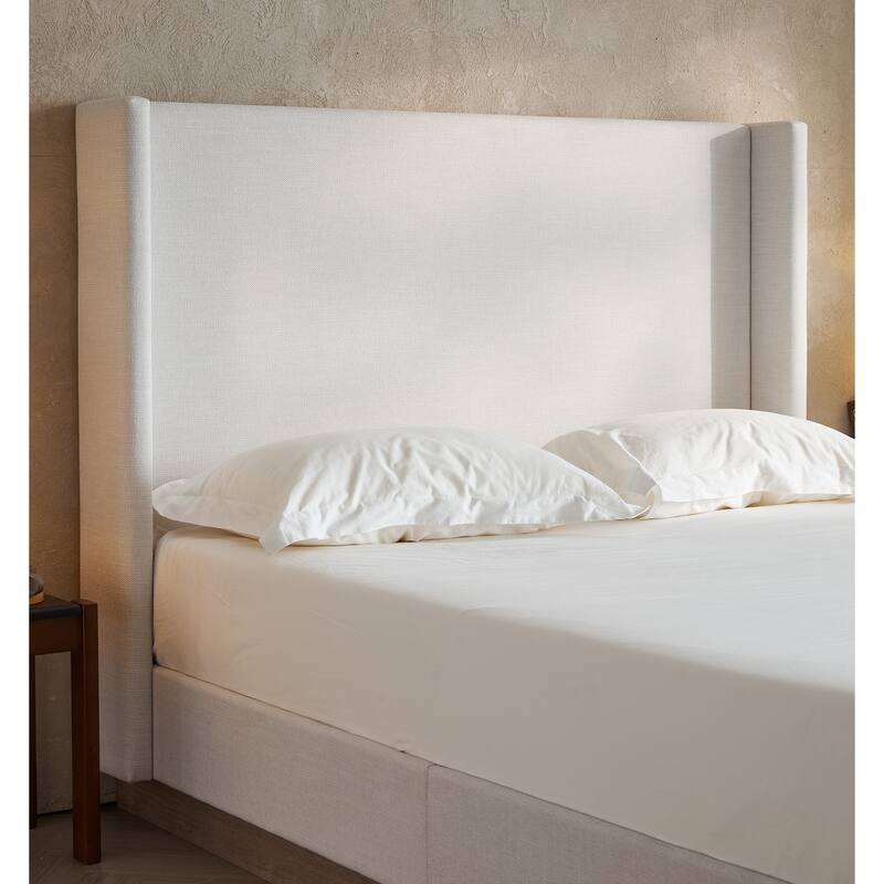 Hosford Upholstered Wingback Bed / Upholstered Wood Base Platform Bed / No Box Spring Needed / California King