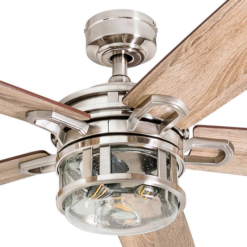 52" Honeywell Bonterra Brushed Nickel Contemporary Indoor LED Ceiling Fan with Light and Remote Control
