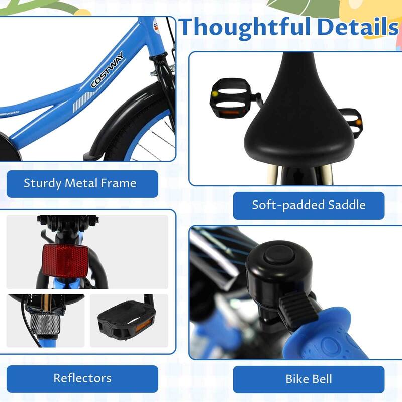 Costway 14" Kids Bike with Removable Training Wheels Adjustable Seat & - See Details