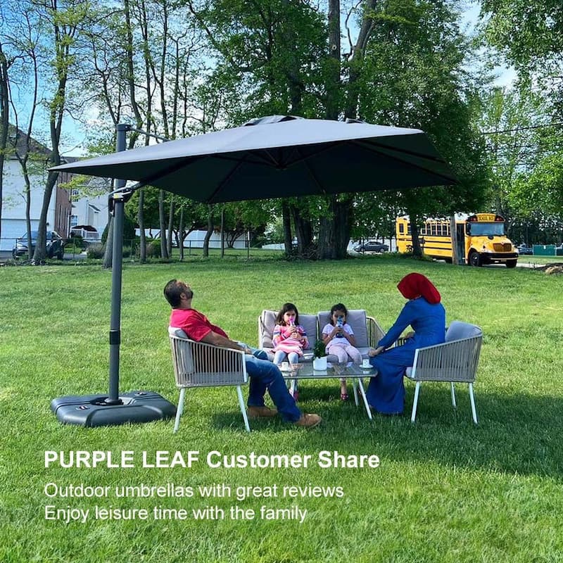 PURPLE LEAF 9 ft 360 Degree Rotation Patio Umbrella With Base