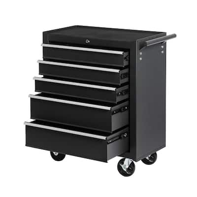 5-Drawer Rolling Tool Chest with Lock, Wheels & Cushioned Top - Heavy-Duty Tool Storage for Garage, Workshop, or Job Site