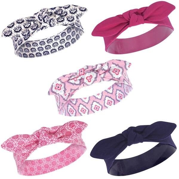 slide 1 of 1, Touched by Nature Baby Girl Organic Cotton Headbands 5pk, Trellis, 0-24 Months - Trellis Trellis - 0-24 Months