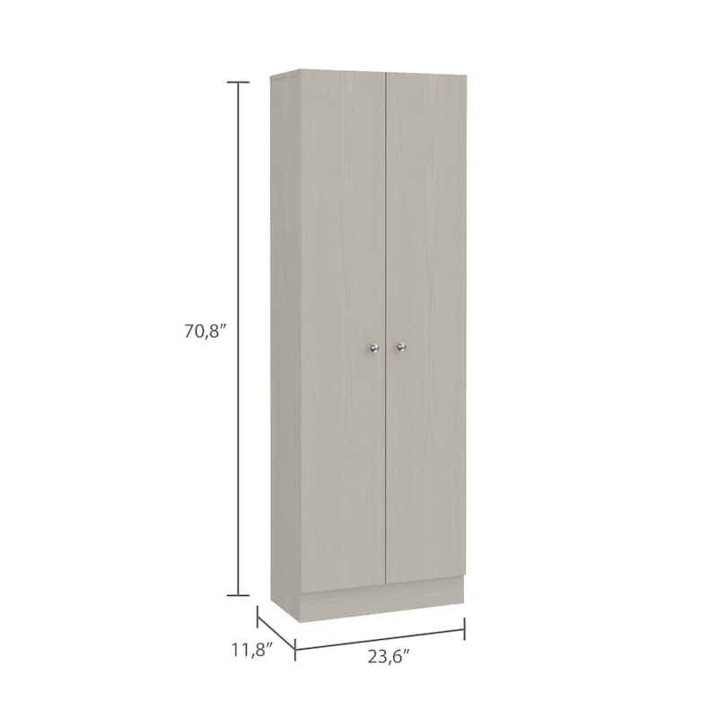 Multi-Storage Single-Door Pantry Cabinet with 5 Internal Shelves, Dark Brown - N/A
