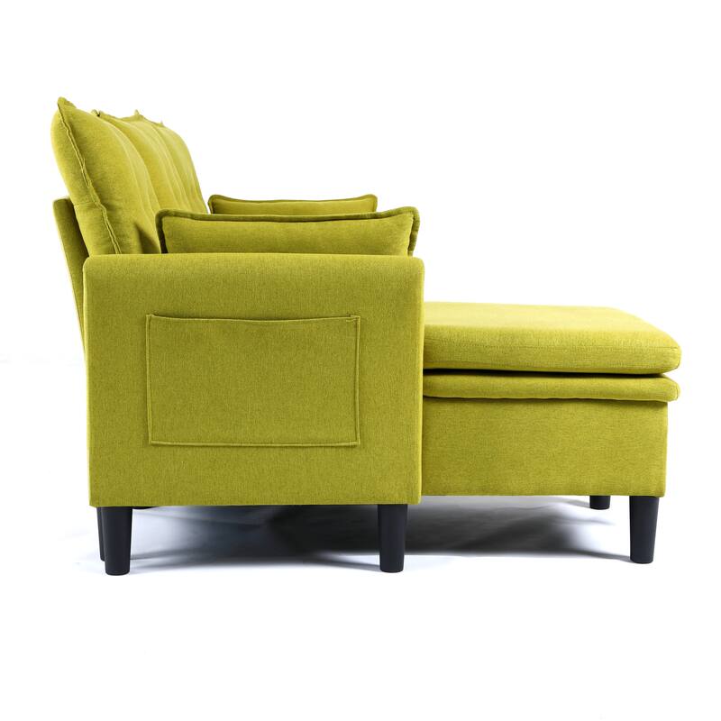 L-shaped Reversible Chaise Sectional Sofa with Storage and Side Pocket