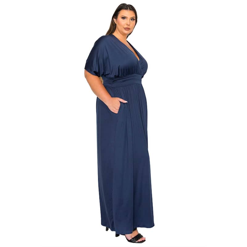 L I V D Women's Plus Size Raffi Pocket Empire Waist Maxi Dress