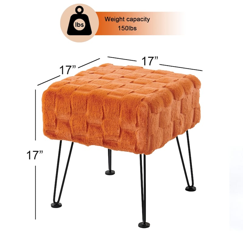 Home Soft Things Brick FauxFur Stool Soft Ottoman Furry Padded Seat