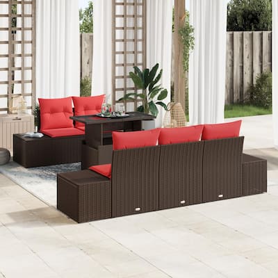 vidaXL 6 Piece Garden Sofa Set with Cushions - 94.1×24.4×27.2