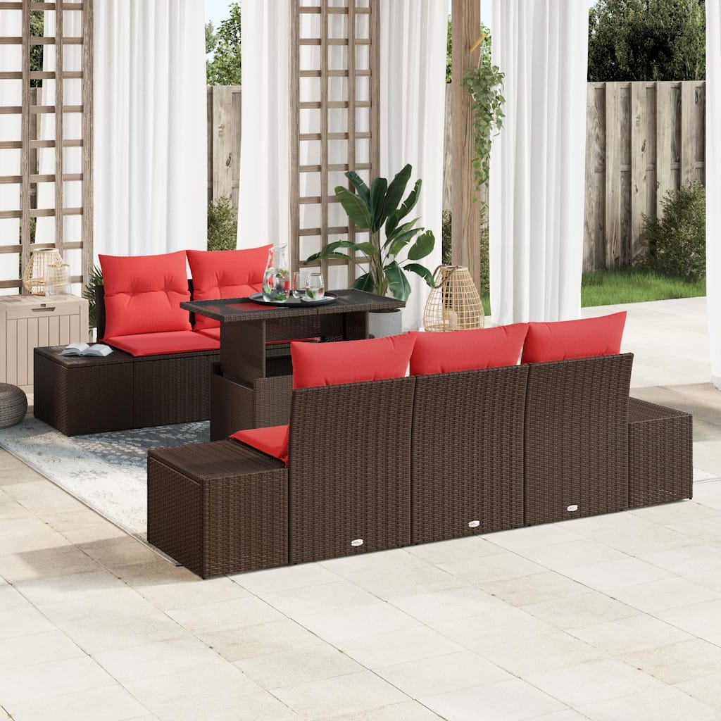 vidaXL 6 Piece Garden Sofa Set with Cushions - 94.1×24.4×27.2