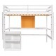 preview thumbnail 31 of 52, Wooden Loft Bed with Desk, Writing Board and 2 Drawers Cabinet White - Full