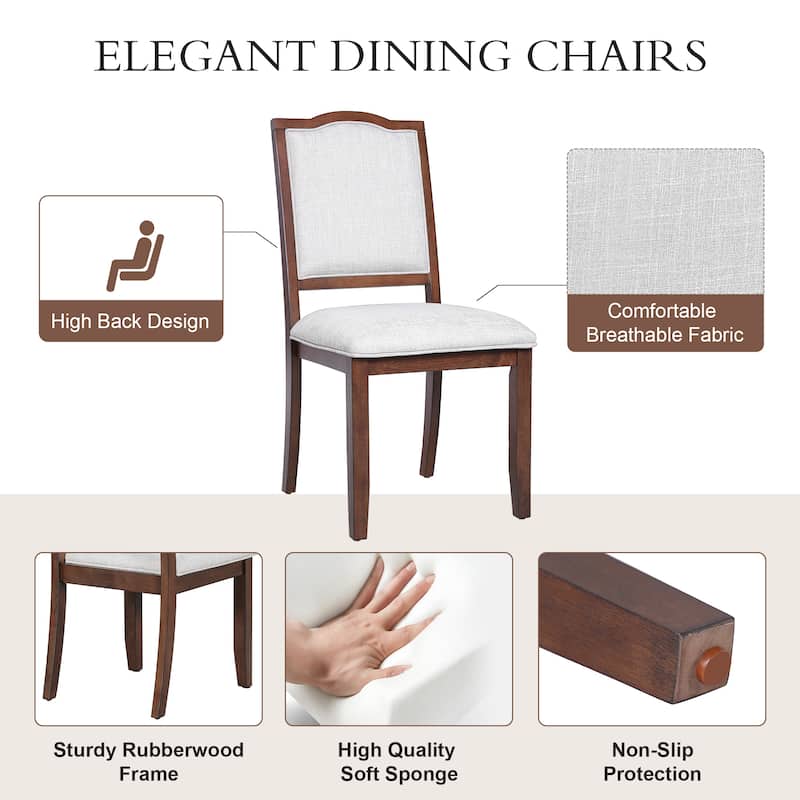 Upholstered Dining Chairs with High Back and Wood Frame (Set of 4)