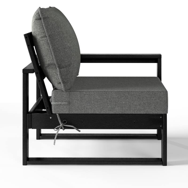 Polytrends Endless Patio Deep Seating Right Arm Chair with Black Frame