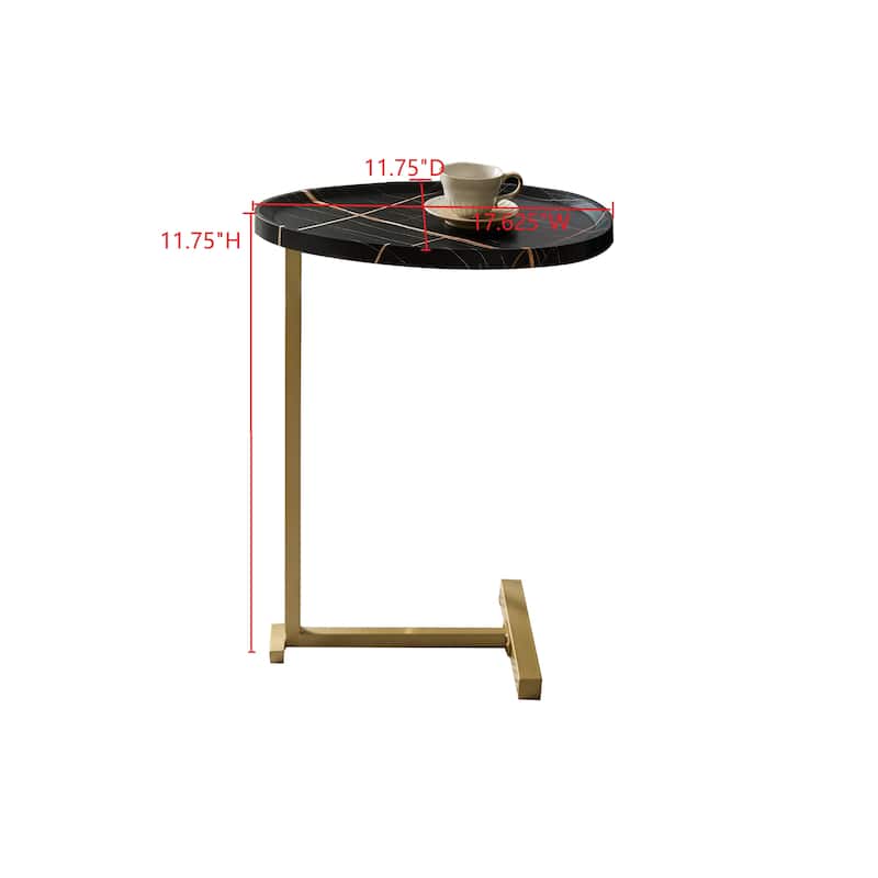 Brody Collection Gold Metal C-Shaped Wood Side Table
