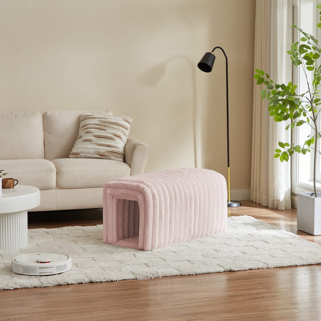 Ottoman bench storage foot rest for couch Pet Supplies Corduroy Bench Cat's nest to hide